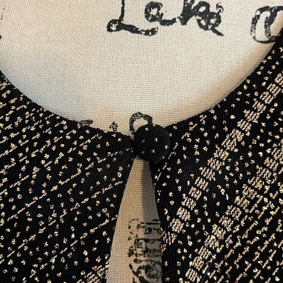 Xscape Embellished Bling Black Gold Evening Formal One Button Cardigan Mobwife - Picture 7 of 8